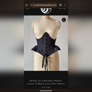 ***SOLD***Nuit Atelier Underbust Pannier Corset Belt in Black Linen Size II
